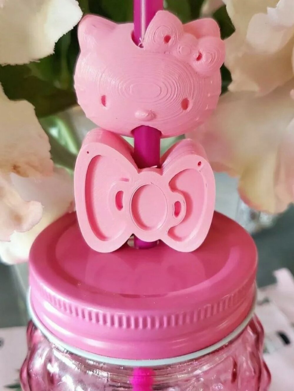 HK Style Straw Toppers Set Pink